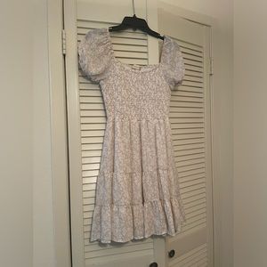 Altar’d State Pink Floral Dress Puff Sleeves Smocked Size M